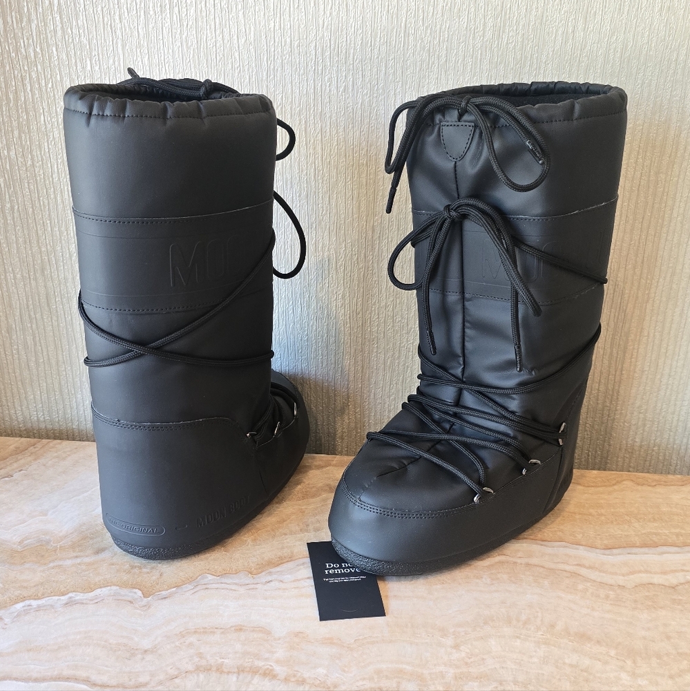 Moon Boot Icon Rubber Boots Moon Boots Black Snow Boot Moon Boot Tall Icon Boots - Picture 11 of 16